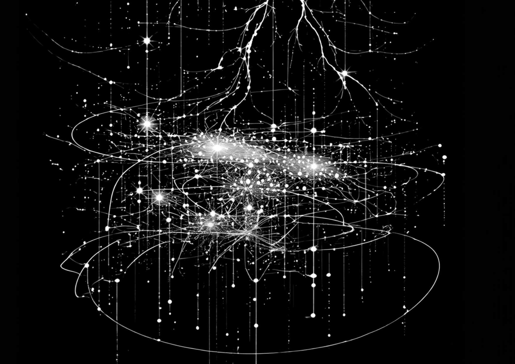Visualisation de réseaux de foudre — œuvre S·O·S par Marie-Luce Nadal